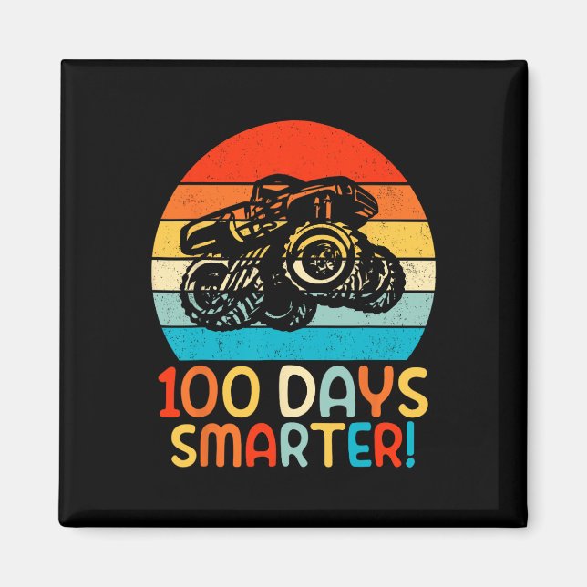 Monster Truck 100 Days Of School Kindergarten Smar Magnet (Front)