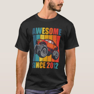 Monster Truck 10th Birthday Boy Awesome Since 2012 T-Shirt