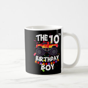 Monster Truck 10th Birthday Boy Funny 10 Years Old Coffee Mug