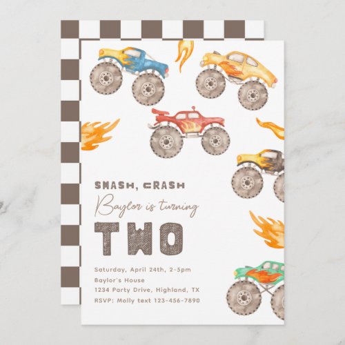 Monster Truck 2nd Birthday Invitation  Trucks