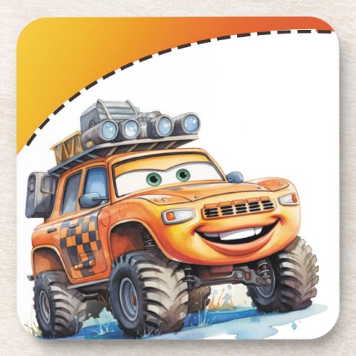 Monster Truck 2nd Boy Birthday Party Beverage Coaster