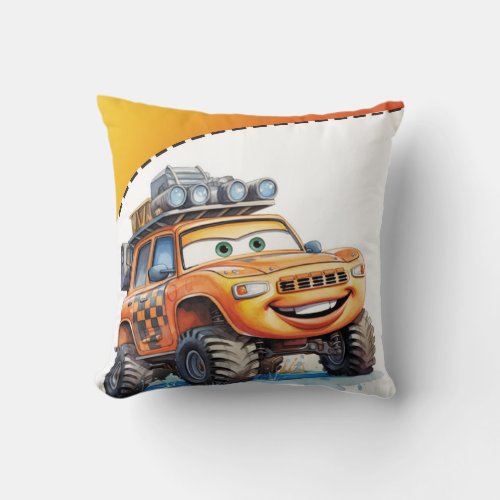 Monster Truck 2nd Boy Birthday Party Throw Pillow