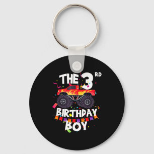 Monster Truck 3rd Birthday Boy Funny 3 Years Old B Keychain