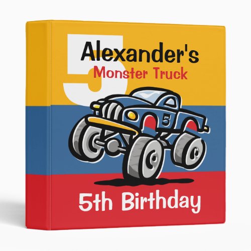 Monster Truck 5th Birthday Binder