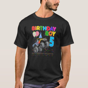 Monster Truck 5th Birthday Boys 5 Years Old B Day T-Shirt