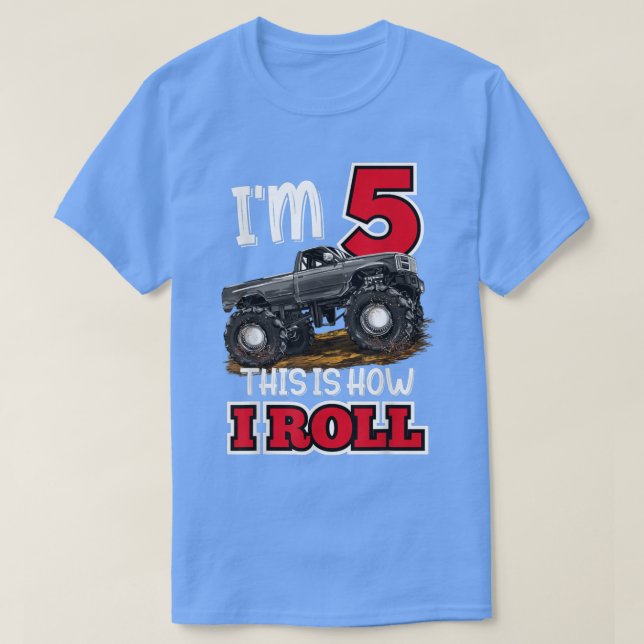 Monster Truck 5th Birthday Funny 5 Year Old Birthd T-Shirt (Design Front)