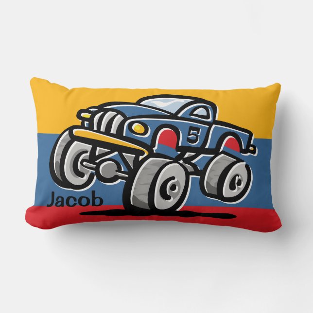 Monster Truck 5th Birthday Lumbar Pillow (Front)