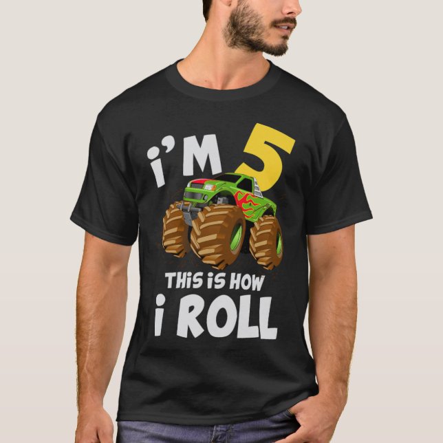 Monster Truck 5th Birthday Truck Birthday  fitness T-Shirt (Front)