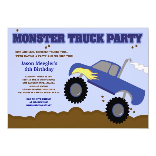 Monster Truck Birthday Party Invitations 8