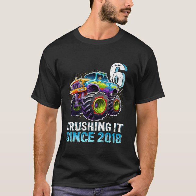 Monster Truck 6 Year Old Boys 6th Birthday Party B T-Shirt (Front)