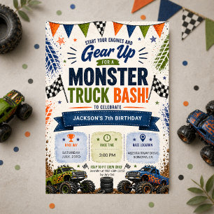 Monster Truck 7th Boys Birthday Invitation