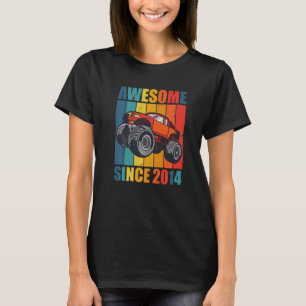 Monster Truck 8th Birthday Boy Awesome Since 2014 T-Shirt