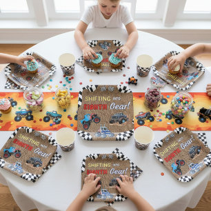 Monster Truck 8th Birthday Shifting Into Eighth Paper Plates