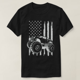 Monster Truck American Flag Patriotic 4th of July T-Shirt