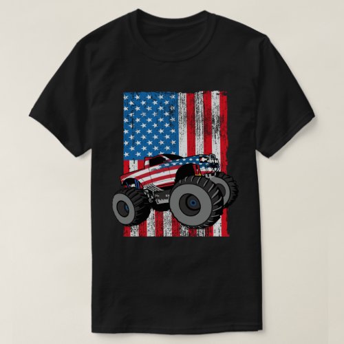  Monster Truck American Flag Patriotic 4th of July T_Shirt