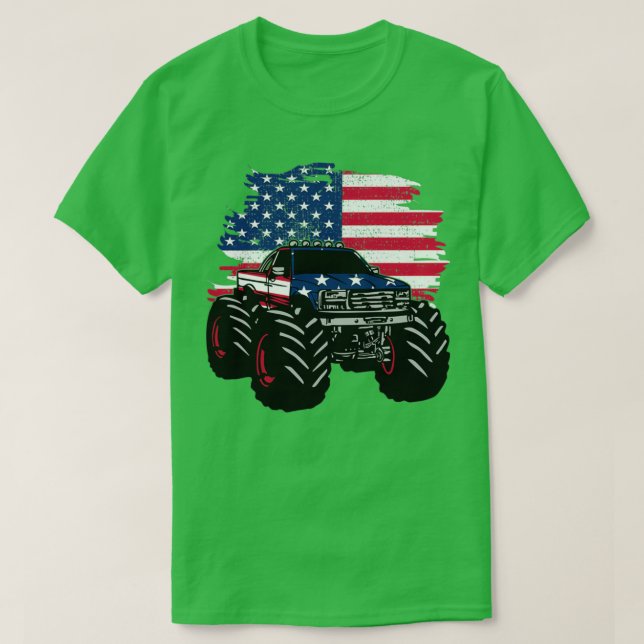 Monster Truck American Flag T-Shirt (Design Front)