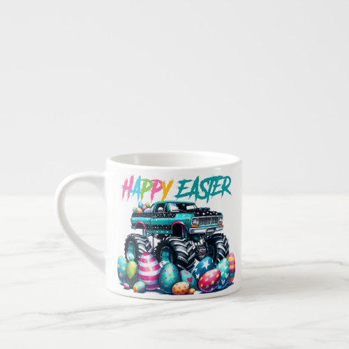 monster truck and easter eggs espresso cup