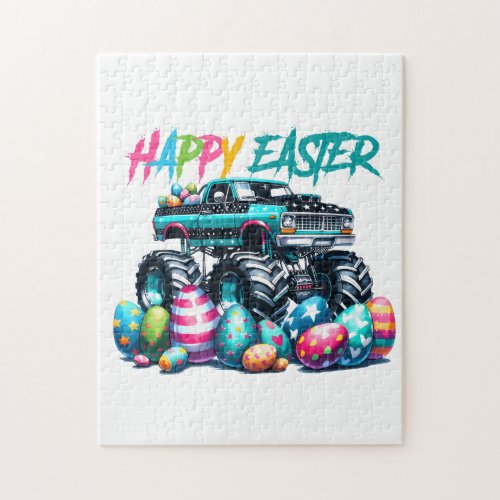 monster truck and easter eggs jigsaw puzzle