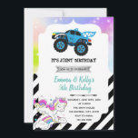 Monster truck and unicorn joint party Invitation<br><div class="desc">Monster truck and unicorn joint party Invitation</div>