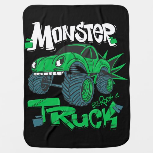 Monster truck baby blanket