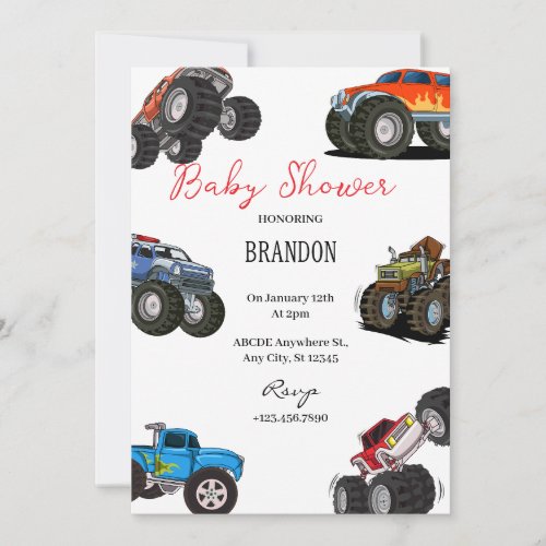 Monster Truck Baby Shower Invitation