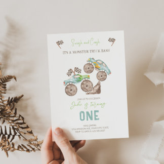 Monster Truck Bash 1st Birthday Invitation