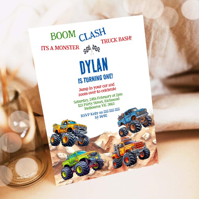 Monster Truck Bash Boy Birthday Invitation (Creator Uploaded)