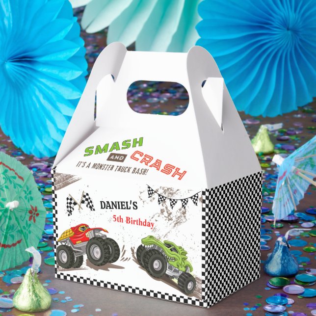 Monster truck bash cool modern smash birthday favor boxes (Party)