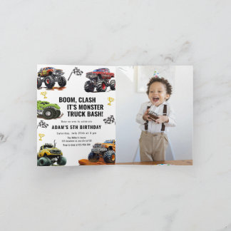 Monster Truck Bash Party Boys Race Car Birthday Invitation