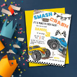 Monster truck bash Simple modern kid 3rd birthday Invitation<br><div class="desc">Rev up the excitement for your child's birthday with our "Monster Truck Bash 3rd Birthday Invitation!" This is perfect for young monster truck enthusiasts, featuring dynamic illustrations of roaring monster trucks in action, complete with mud splashes and tire tracks. Bold and vibrant text declares "SMASH and CRASH, " setting the...</div>