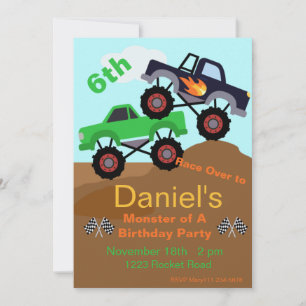 Monster Truck, Big Truck, Racing Truck Invitation