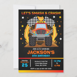 Monster Truck Birthday Bash Invitation