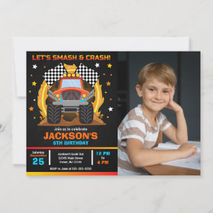Monster Truck Birthday Bash Photo Invitation