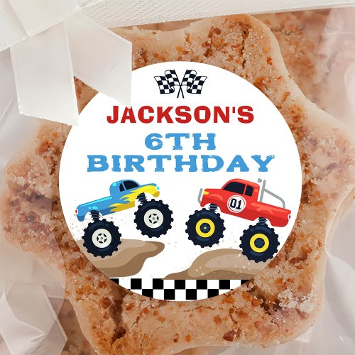 Monster Truck Birthday Classic Round Sticker