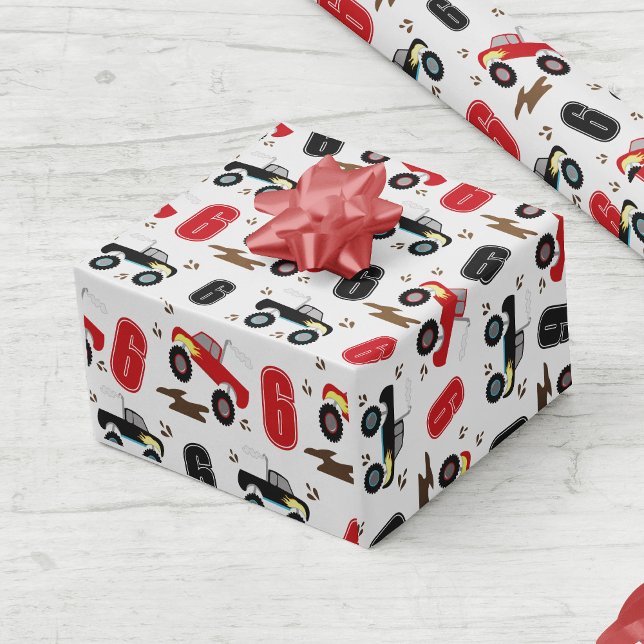 Monster Truck Birthday Custom Age Wrapping Paper (Creator Uploaded)