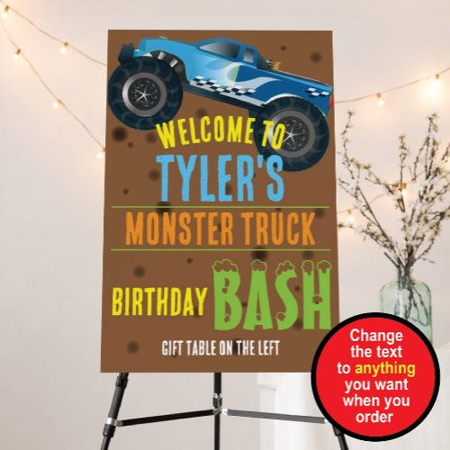 Monster Truck Birthday Foam Board Welcome Sign