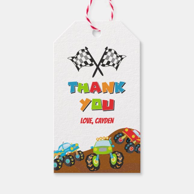 Monster Truck birthday Gift Tags (Front)