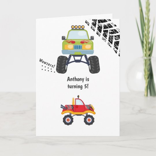 Monster Truck Birthday Greeting Card | Zazzle.com
