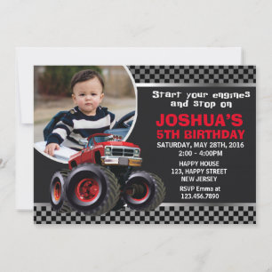Monster Truck Birthday Invitation