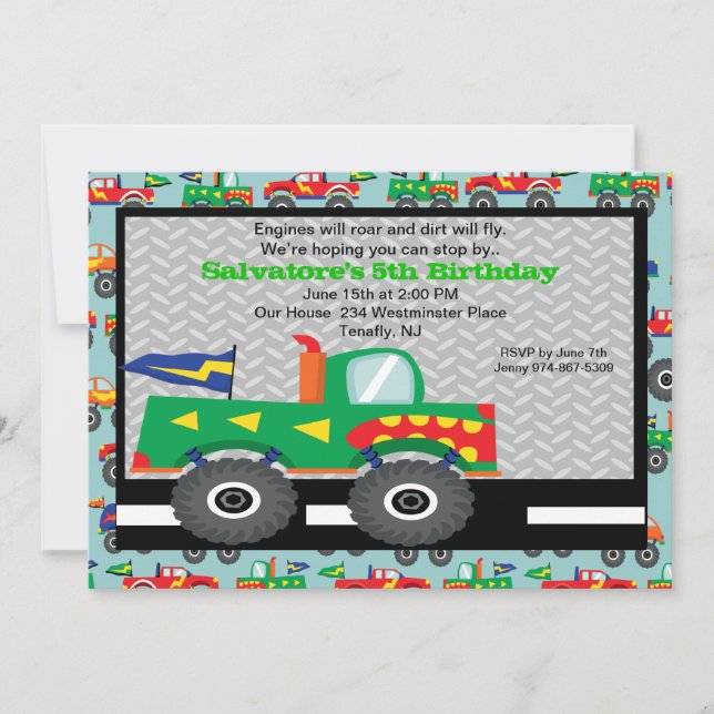 Monster Truck  Birthday Invitation (Front)
