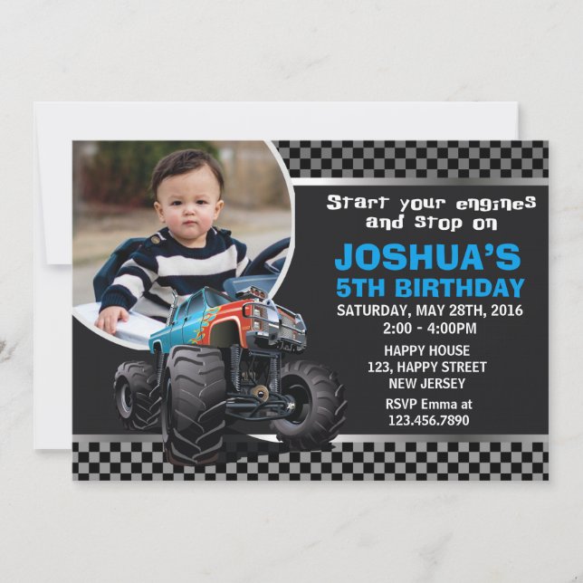 Monster Truck Birthday Invitation (Front)