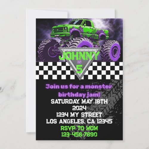 Monster Truck Birthday Invitation