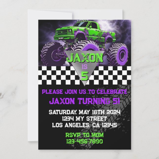 Monster Truck Birthday Invitation (Front)