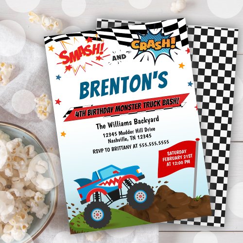 Monster Truck Birthday  Invitation