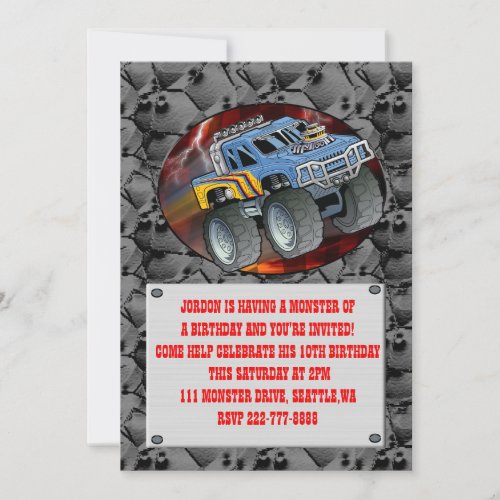 Monster Truck birthday Invitation