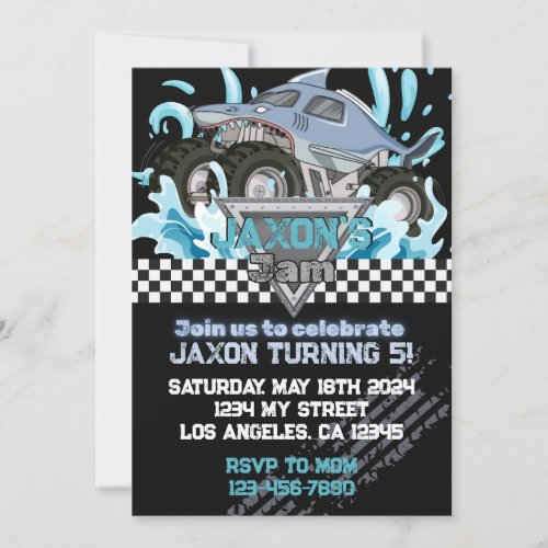 Monster Truck Birthday Invitation_Blue Shark Invitation