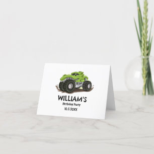 Monster Truck Birthday Invitation, Boys Birthday Letterpress Thank You Card