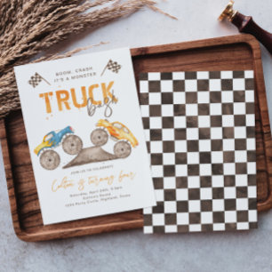 Monster Truck Birthday Invitation   Monster Truck