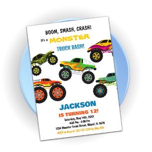 Monster Truck Birthday Invitations Colours