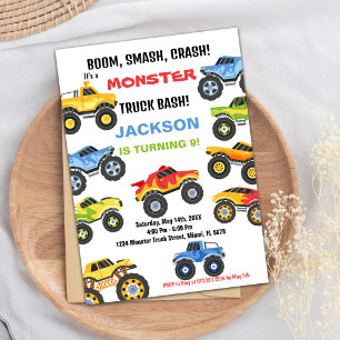 Monster Truck Birthday Invitations Colours